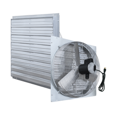 Greenhouse Shutter Fan 10" With Cord, 1PH, 1/8HP, 115V, 3SP, Aluminum Shutter