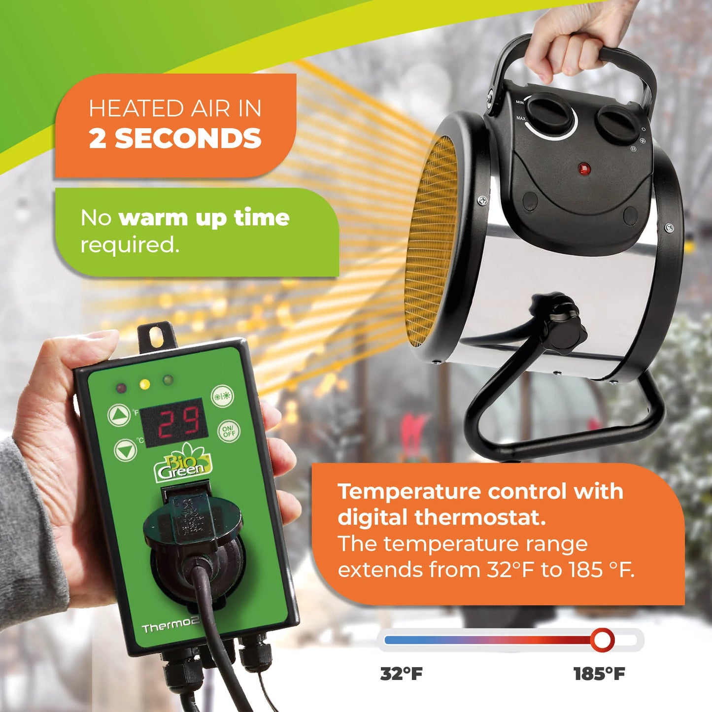 Electric Greenhouse Heater & Fan PALMA with Digital Thermostat - in action