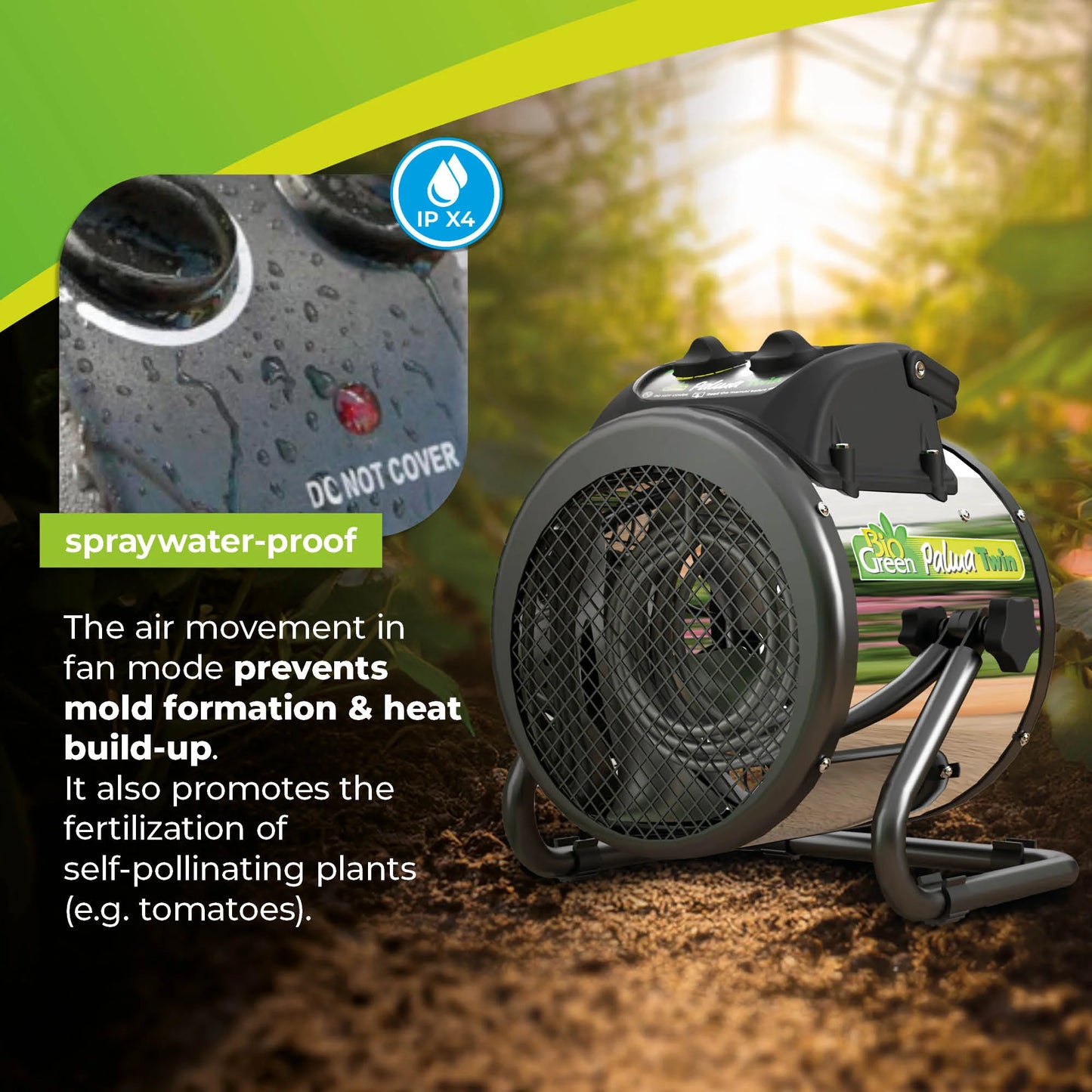 Electric Greenhouse Heater & Fan PALMA with Digital Thermostat - Planta Greenhouses
