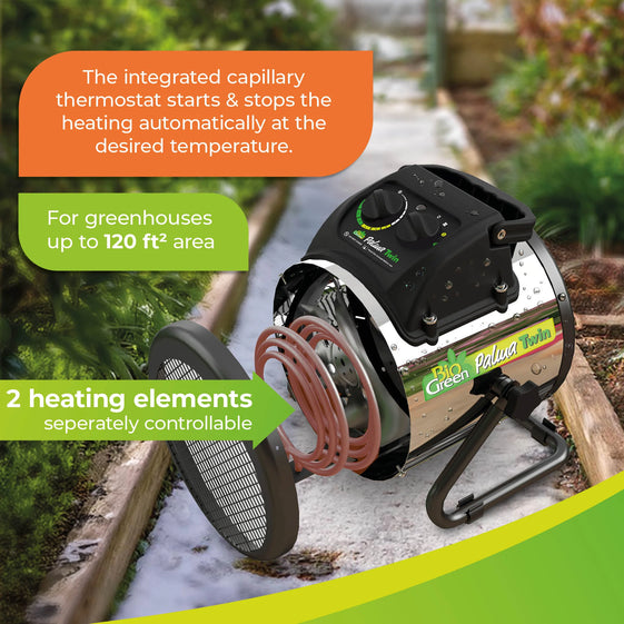 Electric Greenhouse Heater & Fan PALMA with Digital Thermostat - top view